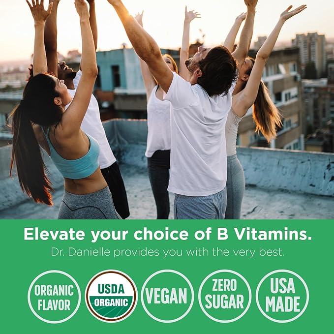 Organic Vitamin B Complex Liquid Drops | B Vitamins Complex Supplement with B3, B6, B7, B9 & Methyl B12 Drops for Adults & Kids | Vegan Cherry Flavor 1oz | 60 Servings / 2 Month Supply