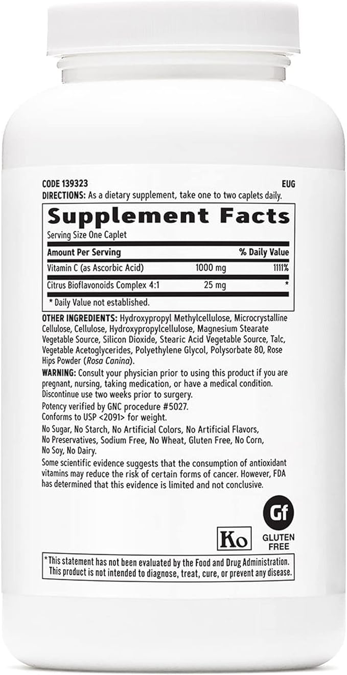 GNC Vitamin C 1000 with Bioflavonoids and Rose Hips Timed Release 180 Tablets