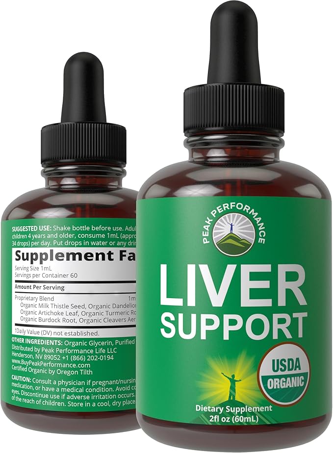 USDA Organic Liver Cleanse Detox & Repair. 6-in-1 Liquid Drops with Organic Milk Thistle, Artichoke Extract, and More. Zero Sugar, Liver Health Support Tincture Supplement Alternative To Capsules