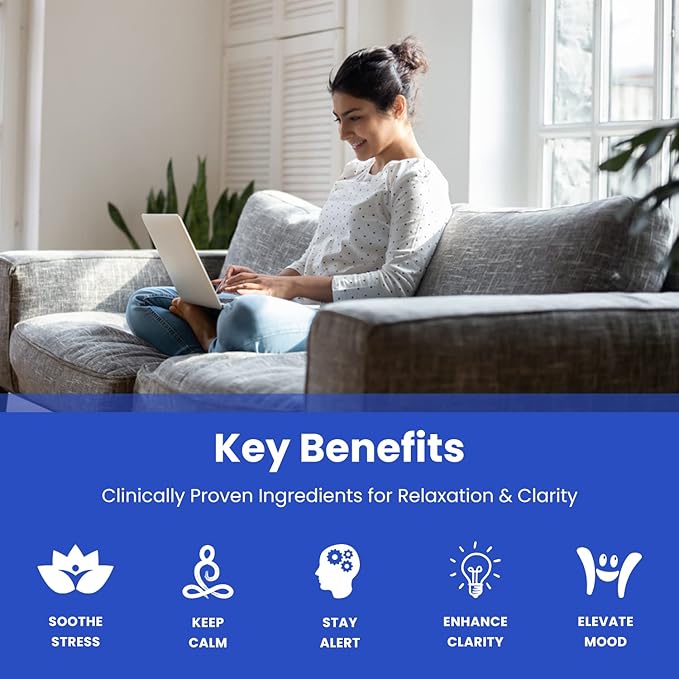 NutraChamps Calm Gummies, Stress Gummies Supplement with Ashwagandha, L-Theanine, GABA, Vitamin B6 & Lemon Balm, Supports Mood, Focus & Stress Relief, Natural Berry, 90 Gummies