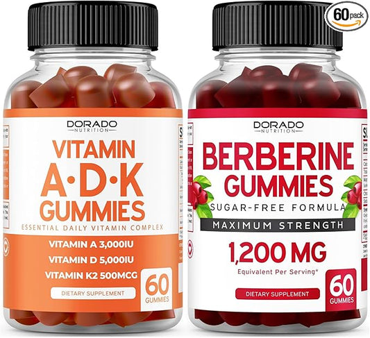 ADK Gummies Vitamin D3 K2 (60 Gummies) Sugar Free Vitamin D3 K2 - Supplement with D & K - 10 Vegan Supplement - Berberine Gummies with Ceylon Cinnamon - Supplement for Adults - Non GMO & Made in USA