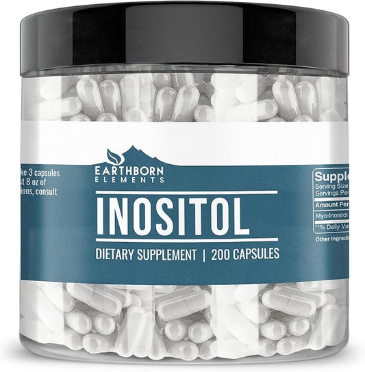 Earthborn Elements Inositol 200 Capsules, Pure & Undiluted, No Additives
