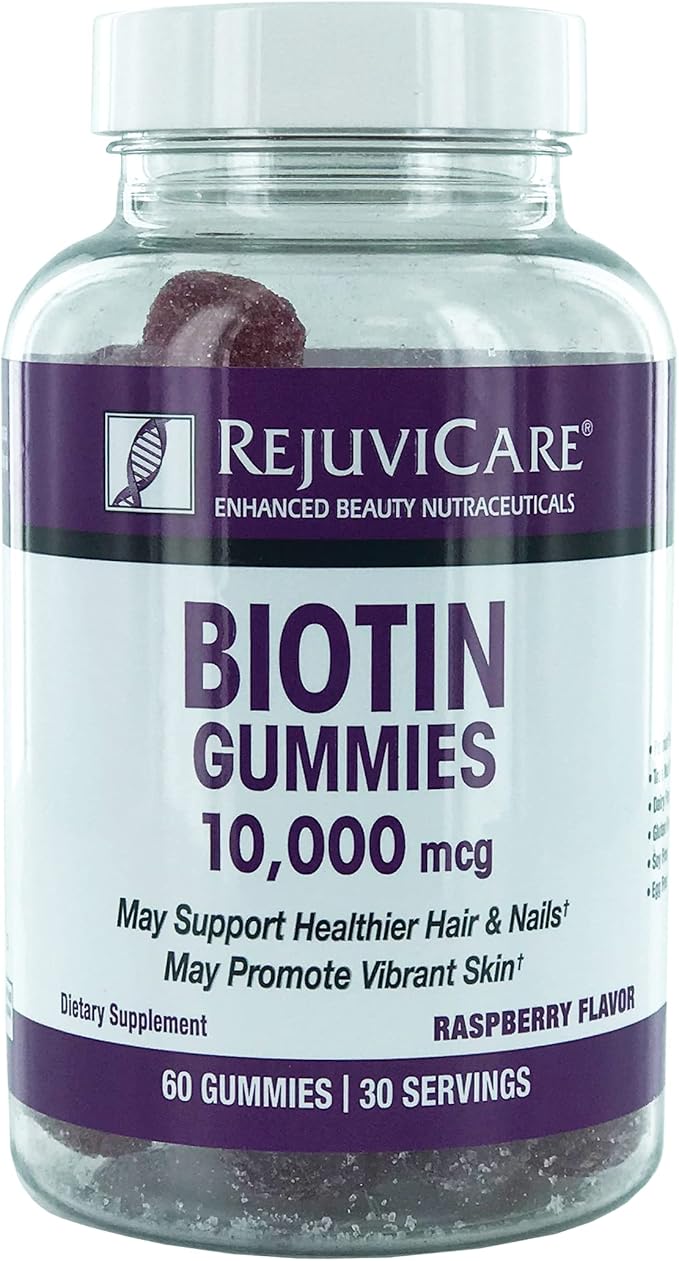 Windmill Health Products Rejuvicare Biotin Gummies- 10,000mcg, 30 servings, One Color, Berry, 60 Count