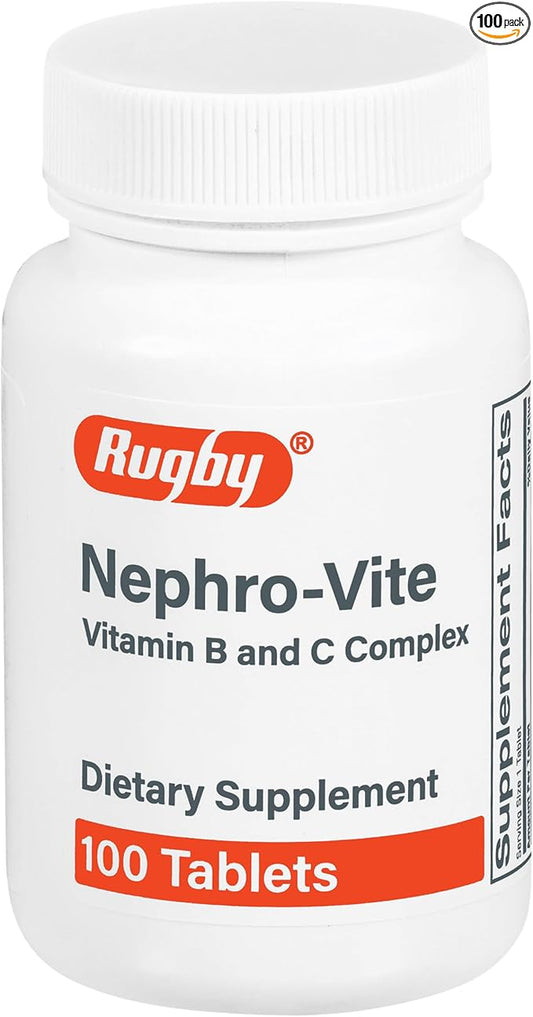 Rugby Nephro-Vite Vitamin B and C Complex Tablets - Dietary Supplement - 100 Tablets