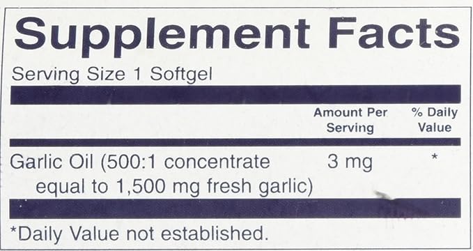 Swanson Garlic Oil Equivalent to 1500 Milligrams 500 Sgels