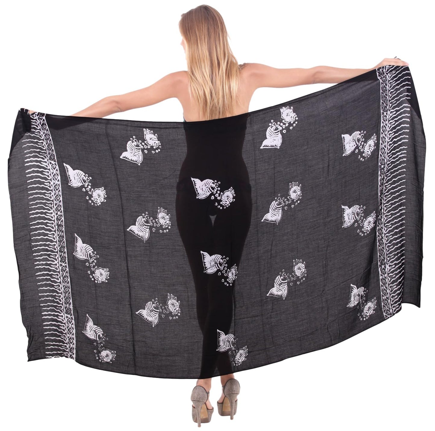 LA LEELA Rayon Women Wrap Bathing Suit Sarong Printed 78"X43" Royal Blue_4650