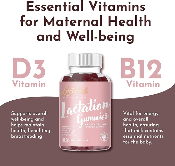 Milk Multiplier Lactation Postpartum Gummies - Postnatal Support Vitamins Supplement for Nursing Breastfeeding Mom Mother - Increase Milk Supply Production Multivitamins for Women