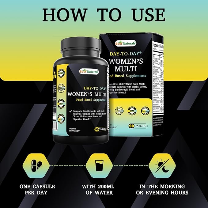 Best Naturals Day-to-Day Women's Multivitamin and Multimineral Formula with Herbal Blend, Citrus Bioflavonoid Blend and Digestive Blend 90 Tablets