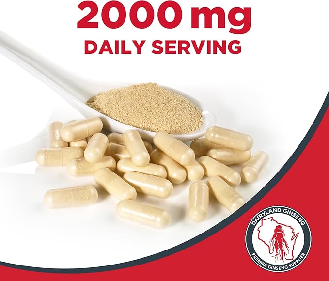 Dairyland American Ginseng Capsules - 150 ct, 500 mg - Wisconsin Ginseng Complex Capsules - Authentic American Ginseng Root Extract - Ginseng Capsules for Use as a Daily Immune Support Herb Supplement