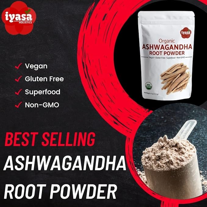 Organic Ashwagandha Powder, Withania Somnifera, Raw Superfood, Workout Supplement, Resealable Pack