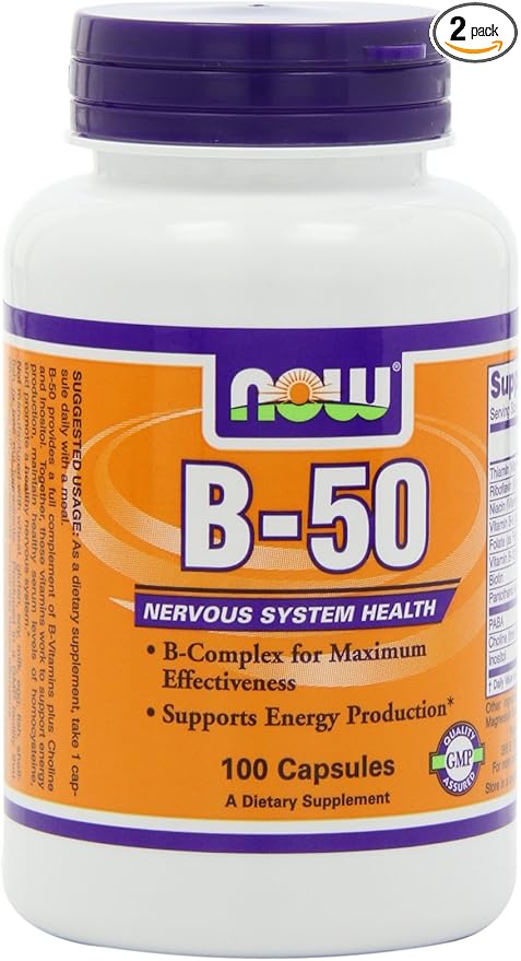 NOW B-50 Capsules, 100 Capsules (Pack of 2)