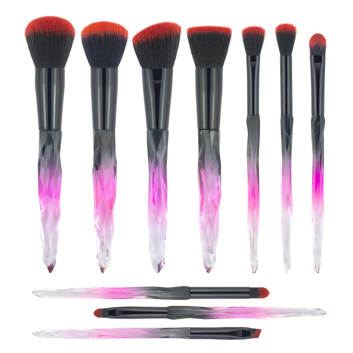 Beautiful Makeup Brushes, Make Up Brushes Set Transparent Handle For Blush Foundation Eye Shadow Kabuki Concealer Cosmetic Brush