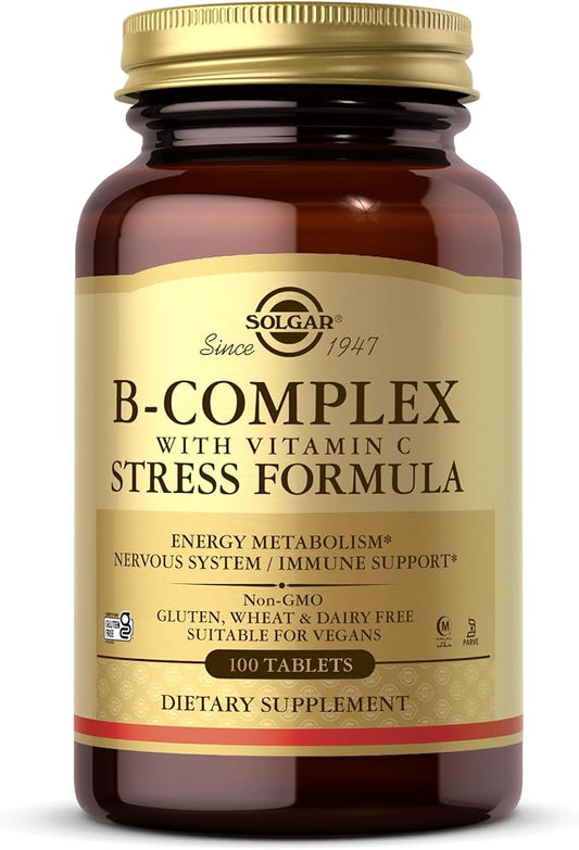 Solgar B-Complex with Vitamin C Stress Formula, 100 Tablets
