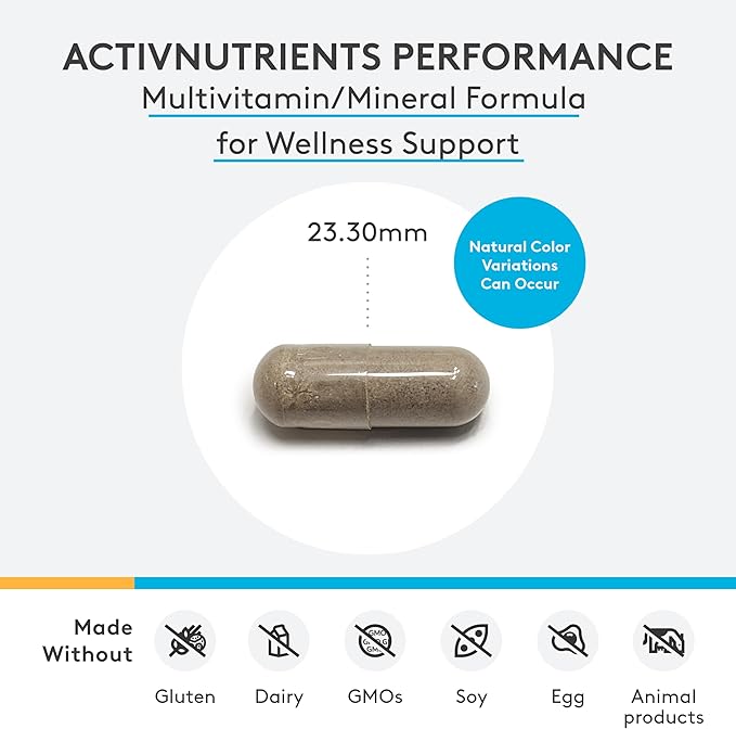 XYMOGEN ActivNutrients Performance - Multivitamin/Multimineral for Energy Support with Shilajit, ALA, NAC, Bacopa Extract, Chelated Minerals + B Vitamins with Folate (120 Capsules)