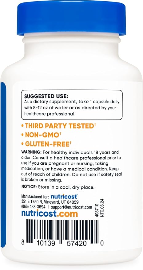 Nutricost Ashwagandha Root Extract Herbal Supplement 600mg, 30 Capsules - Vegetarian, GMO-Free, Gluten Free