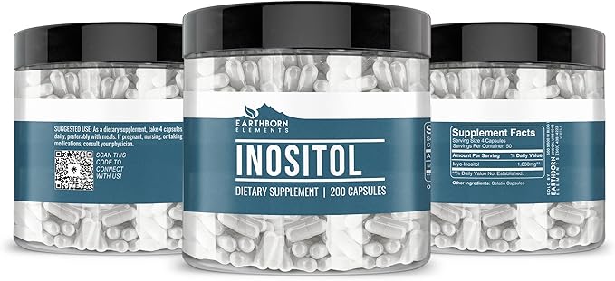 Earthborn Elements Inositol 200 Capsules, Pure & Undiluted, No Additives