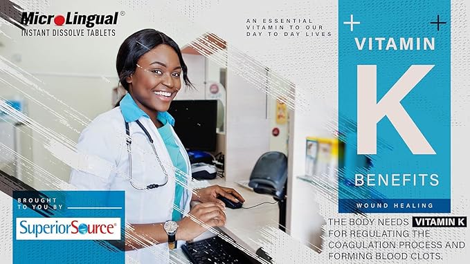 Superior Source Vitamin K-2 100 mcg with Vitamin D3 125 mcg - Bone Strength Support Supplement - Aids Healthy Joints - 60 Sublingual Dissolving Tablets