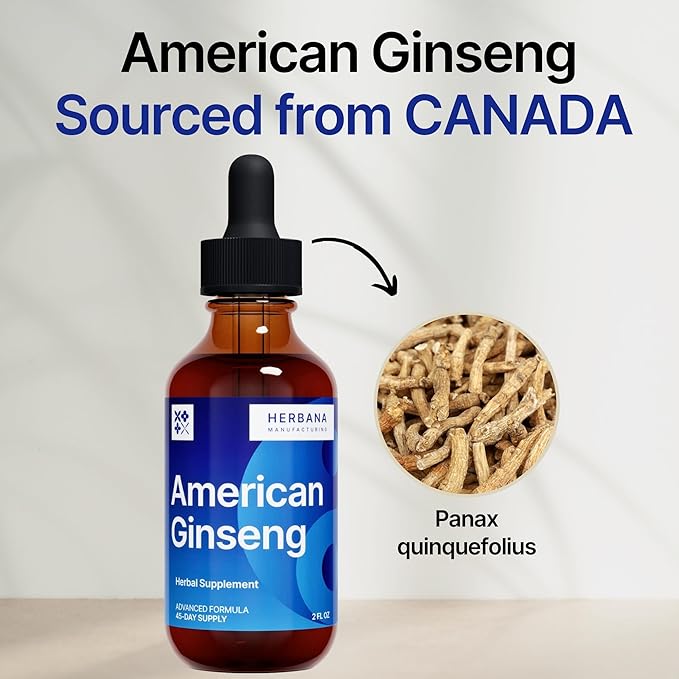 American Ginseng Liquid Extract - Ginseng for Energy, Cognitive Performance & Focus - Immune System and Vitality Support Liquid Tincture (American Ginseng)