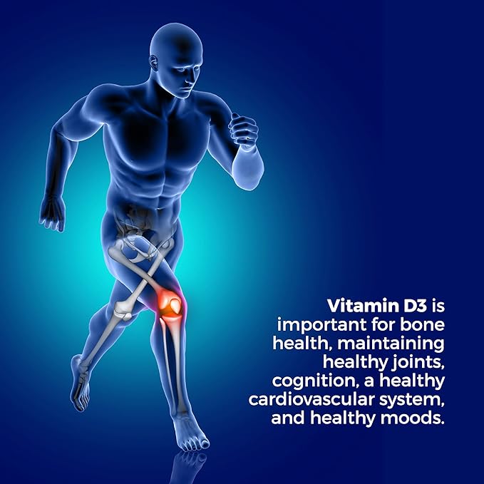 Vitamin D3 5000 IU - 3 Month Supply for Healthy Muscle and Joint Function, Non-GMO, Gluten Free, Vegan Vitamin D Capsules for Healthy Aging, 90 Count