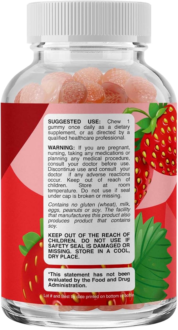 Vitamin B Complex Gummies for Adults & Kids - B Vitamins Complex with Thiamin, Riboflavin, Niacin, 6, 12 and Folate - Blend Supplement for Nervous System Support, Energy & High Strength - 60 Gummies
