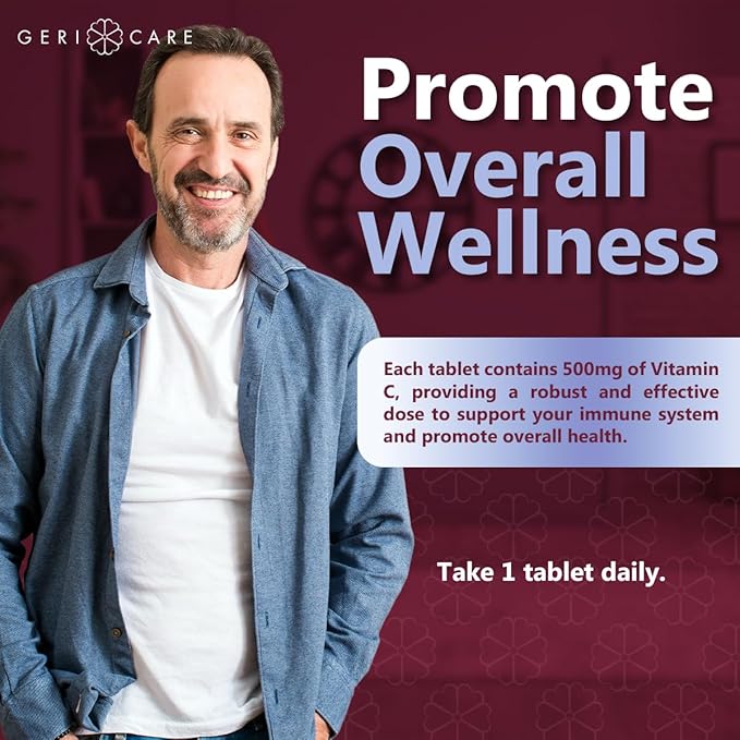 GeriCare Vitamin C 500 mg Antioxidant, Immune System Support, Nutritional Supplement Tablets, 200 Count (Pack of 1)