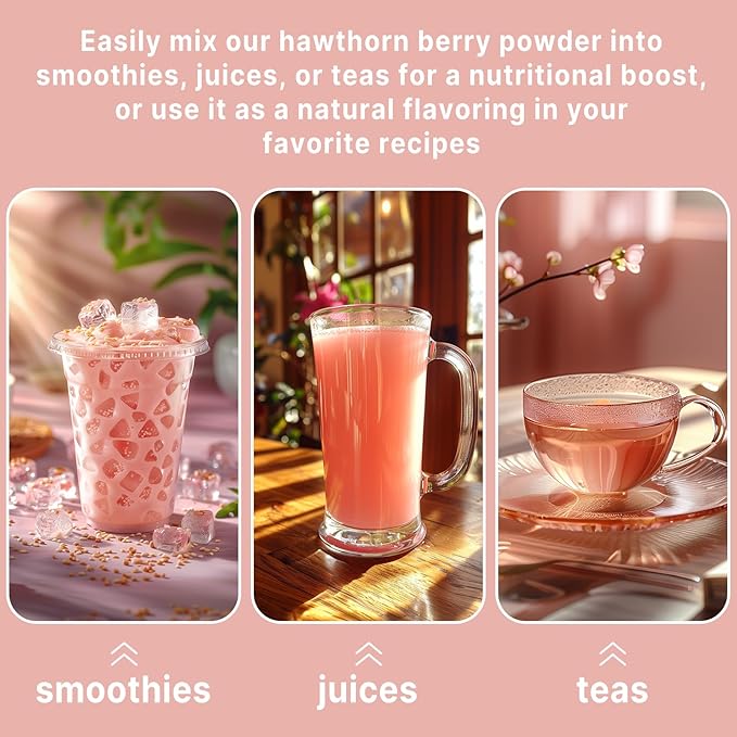 UNLEASH'D ORGANIC Organic Hawthorn Juice Powder 16 oz Provides Cardiovascular Support Enhances Nutrient Absorption