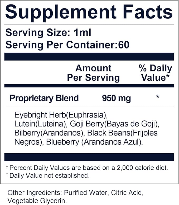 IHW 60ml Eyebright Herb Drops for Eye Health, Eye Fatigue & Dry Eye Support Herbal Supplements W/Euphrasia officinalis Bilberry Goji Leaves Blueberry Extract, Organic Eye Drops for Sight Care