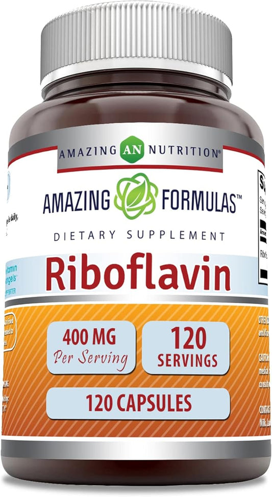 Amazing Formulas Riboflavin 400mg 120 Capsules Dietary Supplement | Non-GMO | Gluten Free | Made in USA