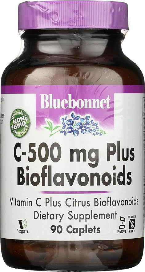 BlueBonnet Vitamin C 500 mg Plus Bioflavonoids Caplets, 90 Count (743715005228)