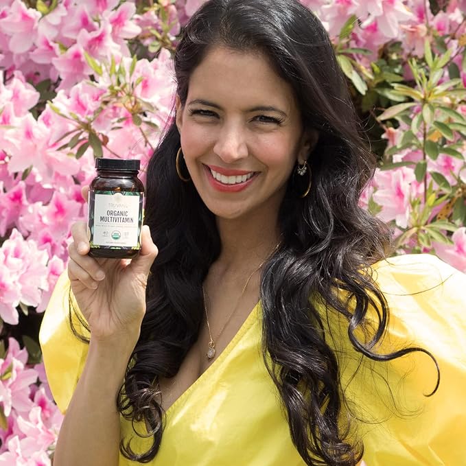 Truvani Daily Organic Multivitamin Supplement - Vegan, Non GMO Tablets with Iron & Biotin - Dairy, Soy, & Gluten Free - 30 Day Supply (90 Tablets)