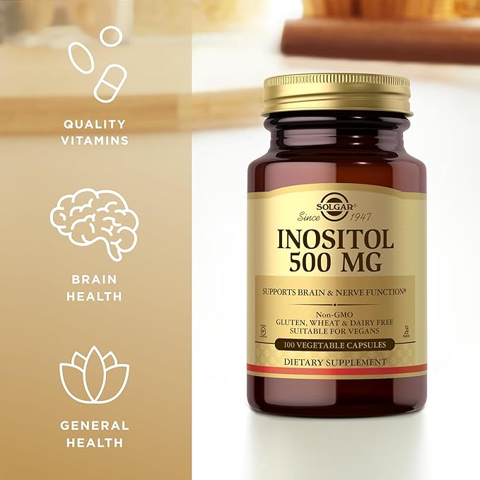 Solgar Inositol 500 mg - 100 Vegetable Capsules - Supports Cellular Function & Brain Health - Vegan, Gluten Free, Dairy Free, Kosher - 100 Servings