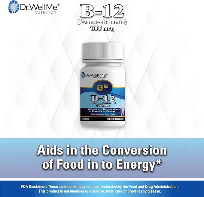 Dr.WellMe B-12 (Cyanocobalamin) 1000 mcg, 100 Tablets