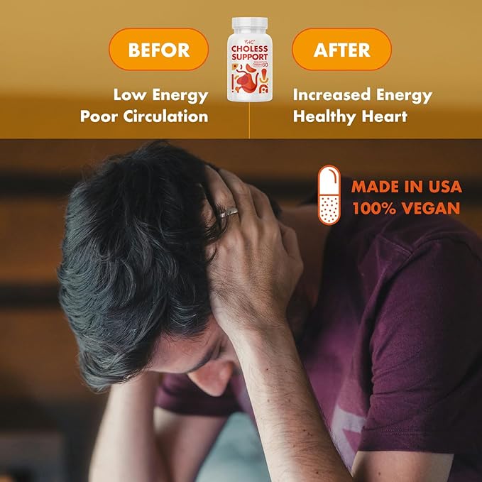 VHC Cholesterol Lowering Supplements,for Energy and Cholesterol Health, Niacin,Policosanol,Guggul,Plant Sterols,Cayenne Pepper,Garlic,Gluten-Free,60ct