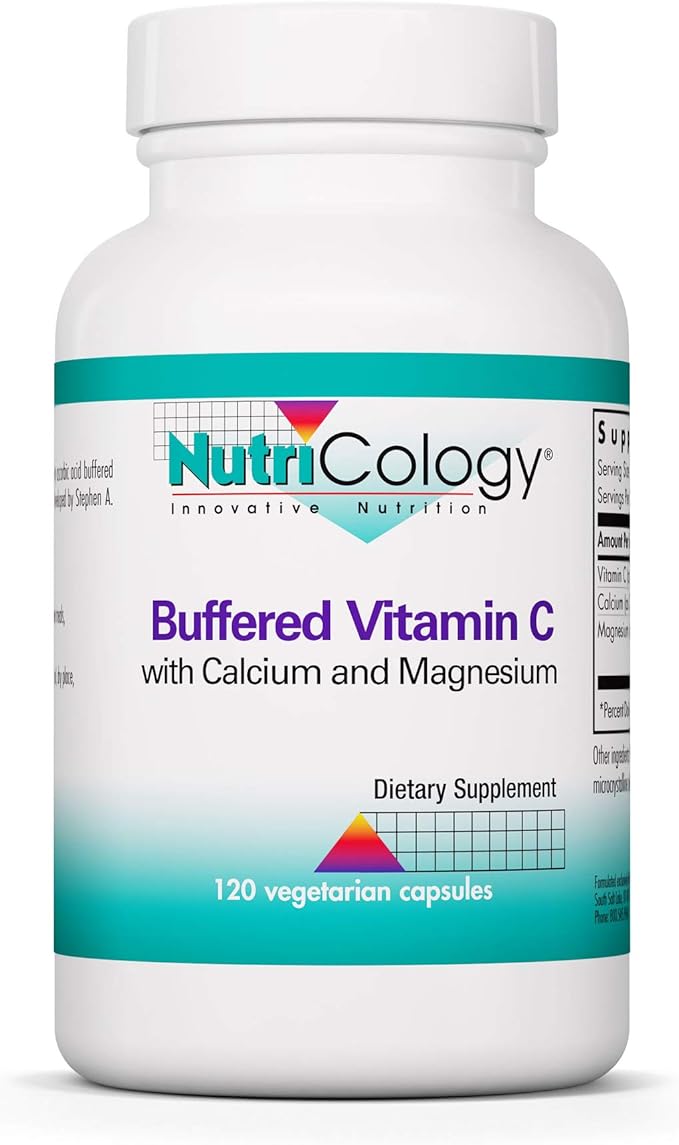 Nutricology, Buffered Vitamin C - Antioxidant Supplements, Calcium and Magnesium Tablets, Daily Vitamins and Minerals, Vitamin C Capsules - 120 Capsules 1-Pack