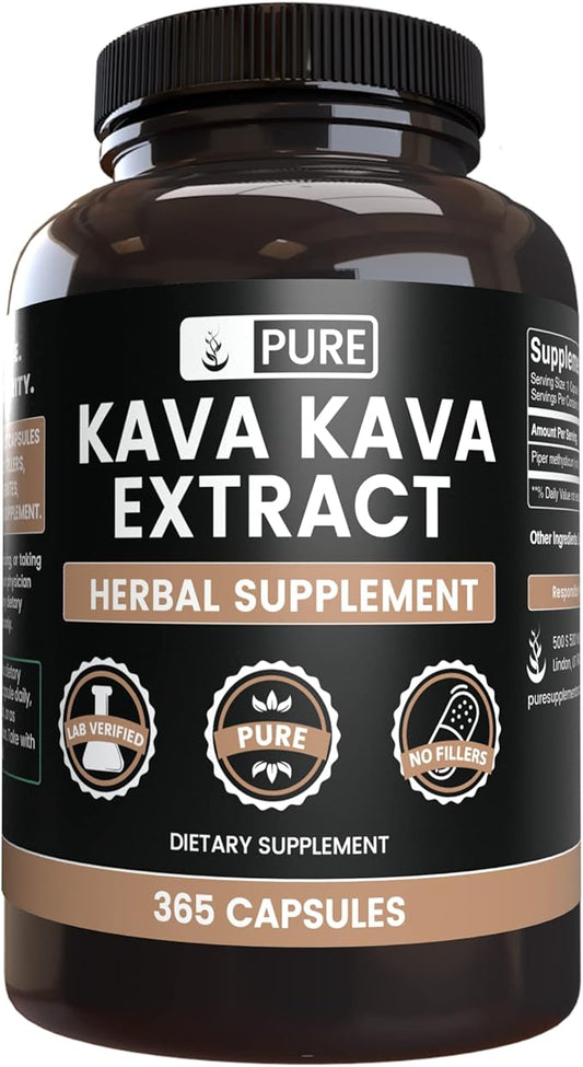PURE ORIGINAL INGREDIENTS Kava Kava (365 Capsules) No Magnesium Or Rice Fillers, Always Pure, Lab Verified
