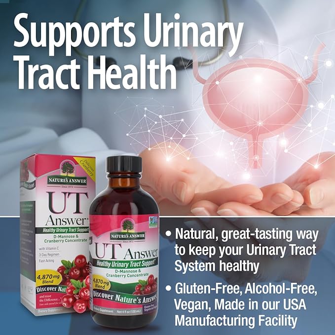 Nature's Answer UT Answer | Urinary Tract System Support | Cranberry Flavor Dietary Supplement | Alcohol-Free, Gluten-Free, Not Tested on Animals & Vegan 4oz