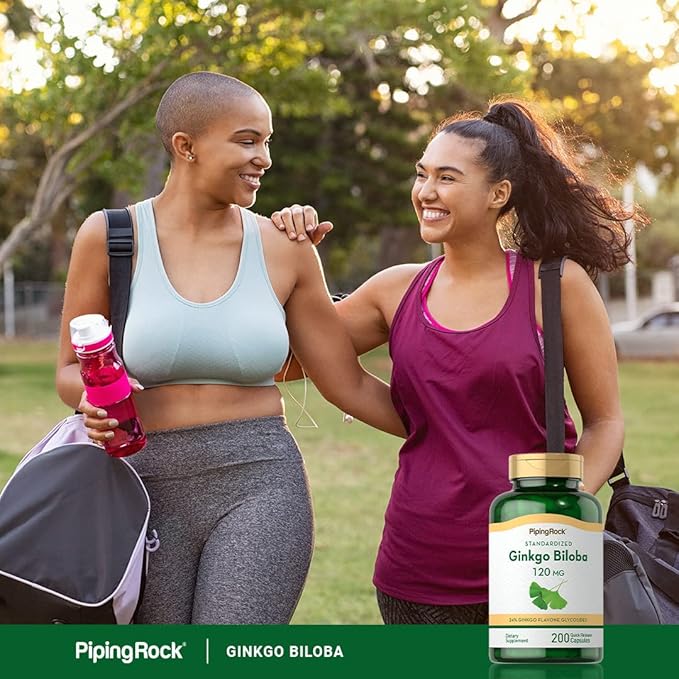 Piping Rock Ginkgo Biloba 120mg | 200 Capsules | Standardized Extract Supplement | Non-GMO, Gluten Free