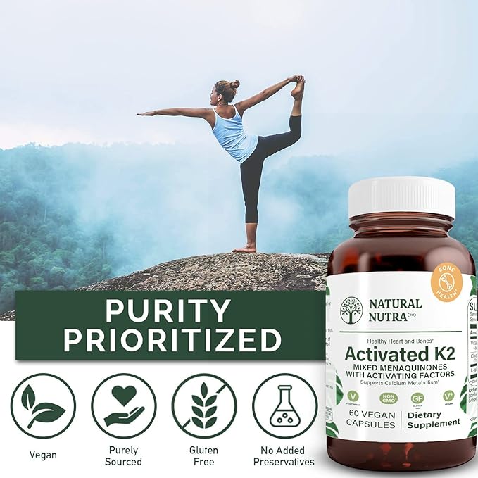 Natural Nutra Full Spectrum Vitamin K2 Supplement, Support Cardiovascular Health, Helps Promotes Bone Health, Support Calcium Metabolism, Liver Function, Improve Dental Health, 75 mcg 60 Capsules