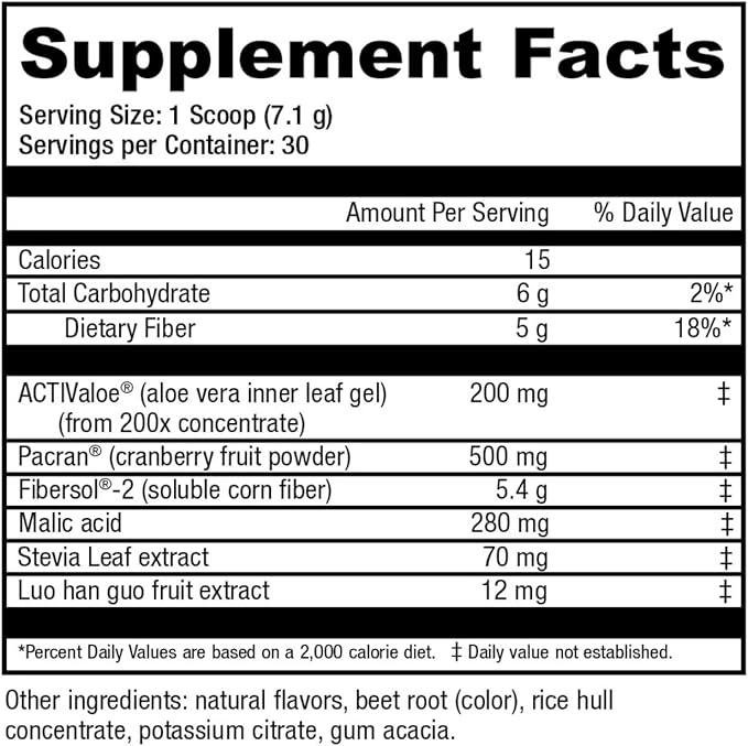 NatureCity AloeCran Sugar Free Drink Mix Supplement | Pure Aloe Vera, Cranberry Powder & Dietary Fiber| Unsweetened Cranberry Concentrate | Supports Digestive, Urinary & Metabolic Health | 60 Servings