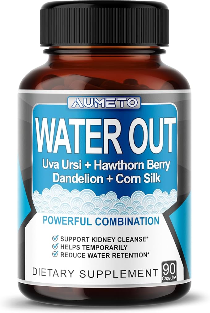 Ultra Natural Water Out Pills with Uva Ursi Hawthorn Berry Dandelion Corn Silk - Full Body Cleanse and Kidney & Stomach Support (90 Count (Pack of 1))