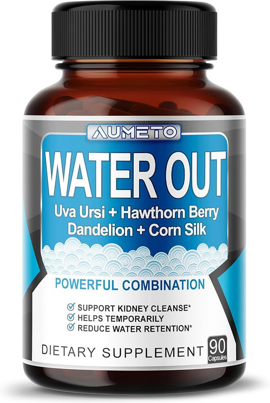 Ultra Natural Water Out Pills with Uva Ursi Hawthorn Berry Dandelion Corn Silk - Full Body Cleanse and Kidney & Stomach Support (90 Count (Pack of 1))