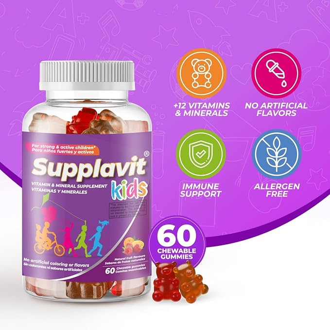 Kids Vitamins and Supplements, No Artificial Coloring, Allergen-Free for Healthy and Strong Children, Natural Fruit Flavors, Healthy and Delicious, (120 Gummies)