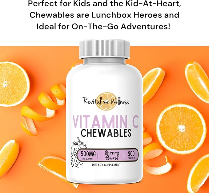 Vitamin C Chewables | 500 mg Vitamin C as Ascorbic Acid per Serving | Berry Blast Flavor | 60 Servings
