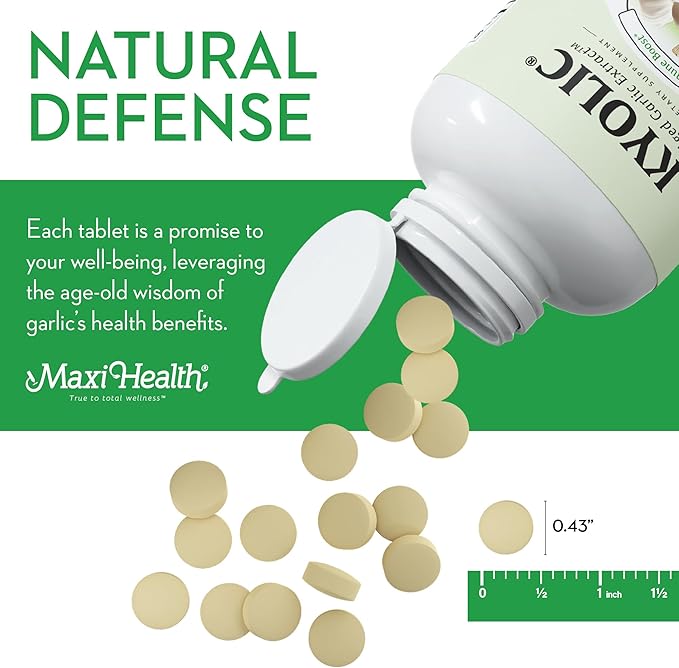 Maxi Health Kyolic Organic Garlic Supplement - Kosher Garlic Tablets with Kyolic Aged Garlic Extract for Immune Support - Vegetarian Garlic Pills (360 Count)