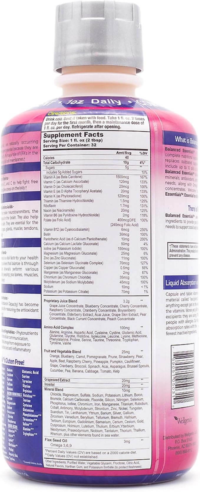 Balanced Essentials 2 Pack Natural Liquid Nutritional Supplement Vitamin 32 Ounces Very Berry S-BE32