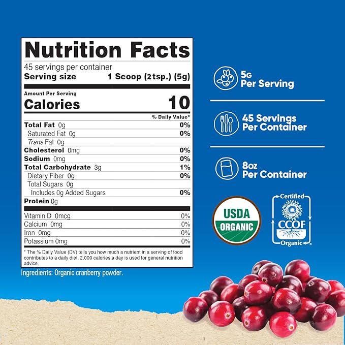 Nutricost Organic Cranberry Powder, 8 oz, 5G per Serving - Non-GMO, Gluten-Free