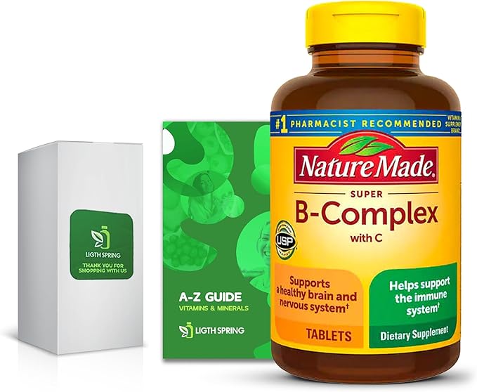 Super B-Complex with C, 460 Tablets with Exclusive Vitamins & Minerals A to Z - Better Ligth&Spring Guide (2 Items)