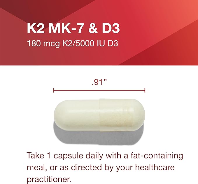 PROTOCOL FOR LIFE BALANCE - K2 MK-7 and D3 - Vascular Health and Structural Support, Bone Strength, Appetite Suppressant, Natural Weight Loss, Supports Calcium Absorption - 60 Veg Capsules