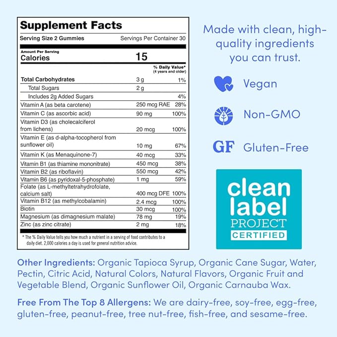 FIRST DAY Multivitamin for Women - Daily Womens Multivitamin Gummies - Vitamin A C D E B12, Magnesium, Zinc, Biotin – Vegan, Gluten Free Womens Vitamins - Hair Growth, Skin, Energy – 60 Day Supply