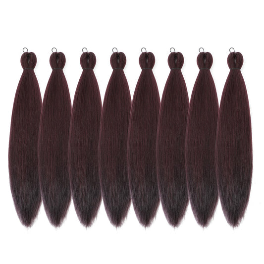 DIFUNEE Pre-stretched Braiding Hair - 24 Inch 8 Packs Burgundy/Wine Red Long Braiding Hair For Twist or Box Braids, Yaki Texture Hot Water Setting Synthetic Braiding Hair Extensions (24 Inch, 99J-8P)